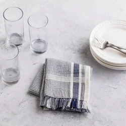 Hy-Vee Seasons Waffle Tea Towel In White And Echo Blue