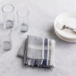 Hy-Vee Seasons Waffle Tea Towel In White And Echo Blue