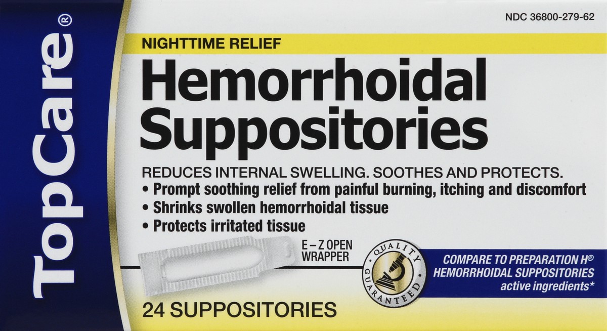 slide 5 of 6, TopCare Top Care Hemorrhoidal Suppositories, 24 ct