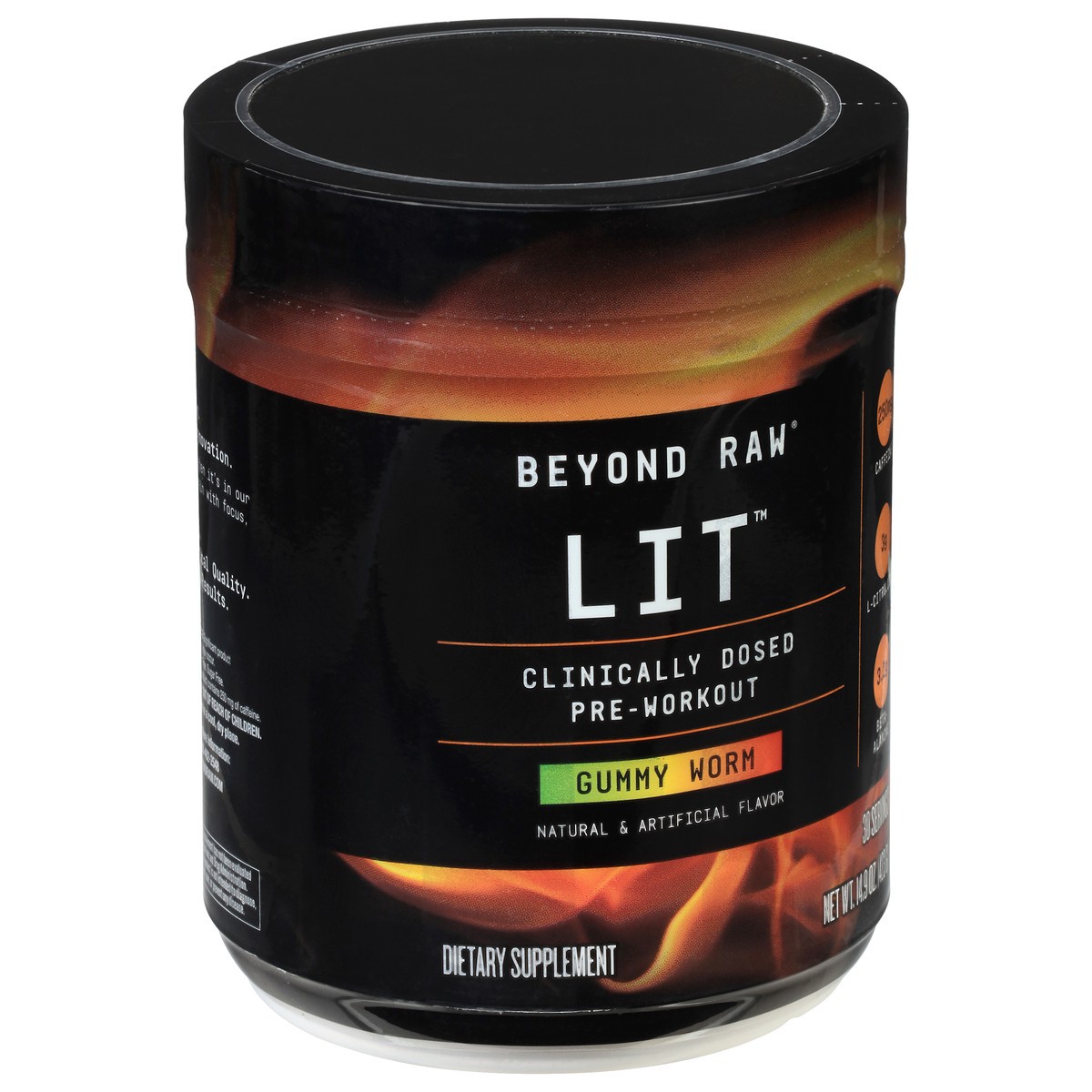 slide 3 of 9, Beyond Raw LIT Clinically Dosed Gummy Worm Pre-Workout 14.9 oz, 14.9 oz