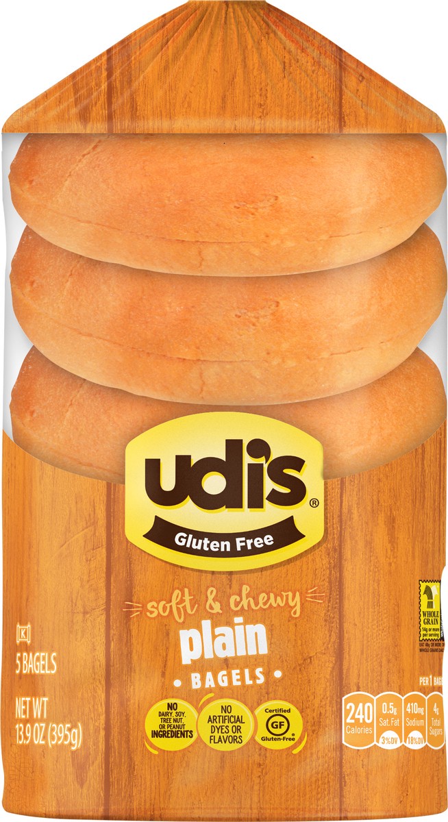 slide 2 of 2, Udi's Gluten Free Plain Bagels, 13.9 oz