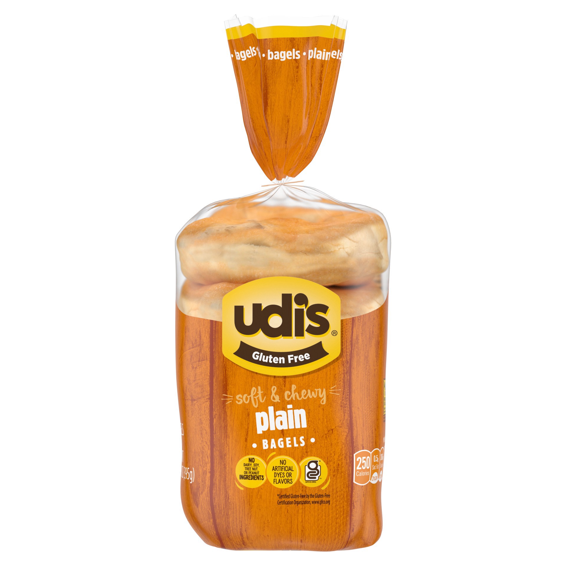 slide 1 of 2, Udi's Gluten Free Plain Bagels, 13.9 oz