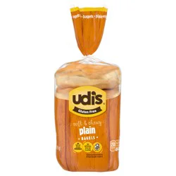 Udi''s Gluten Free Plain Bagels, Frozen, 13.9 oz.