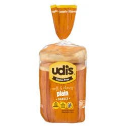 Udi's Gluten Free Plain Bagels, Frozen, 13.9 oz.