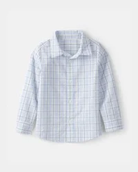 Carter's Boys Plaid Button-Down Shirt - Blue Plaid Size 6