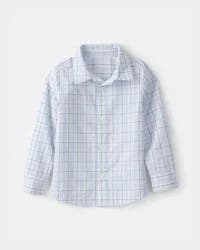 Carter's Boys Plaid Button-Down Shirt - Blue Plaid Size 6
