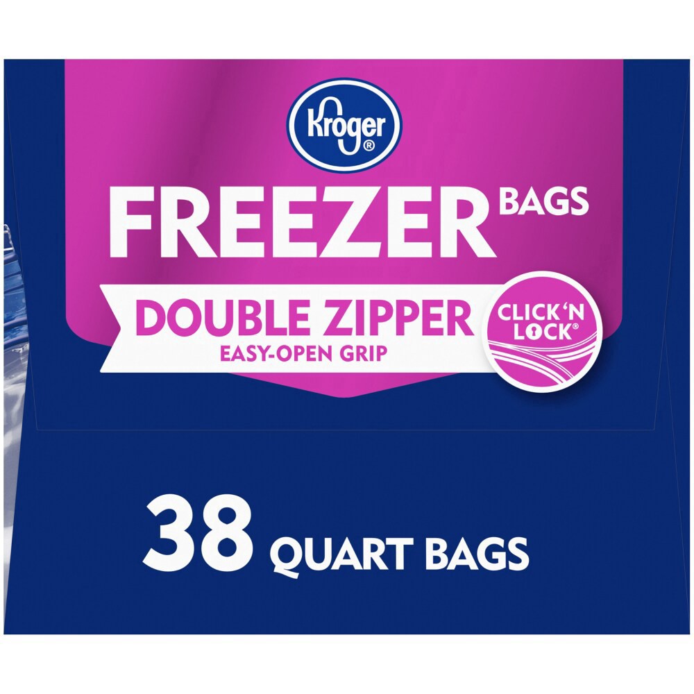 slide 2 of 4, Kroger Home Sense Double Zipper Quart Freezer Bags, 38 ct