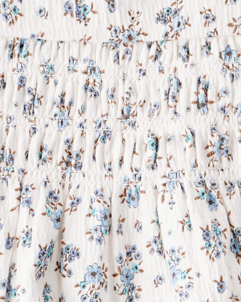 slide 3 of 4, Littleplanet Baby Girl 2-Piece Organic Cotton Crinkled Knit Set in BlueMist Bloom Print BlueMist Bloom NB, 2 pc