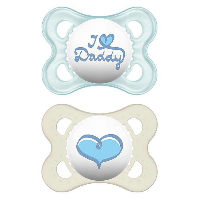 slide 1 of 12, MAM Love & Affection Age 0-6 Months I Love Daddy Pacifier - Blue, 2 ct