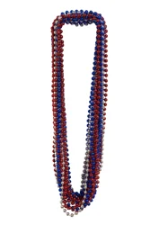 Meijer Corporate Seasonal Patriotic Bead Necklaces, Red/Silver/Blue, 20 ct