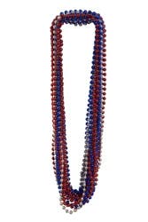 Meijer Corporate Seasonal Patriotic Bead Necklaces, Red/Silver/Blue, 20 ct