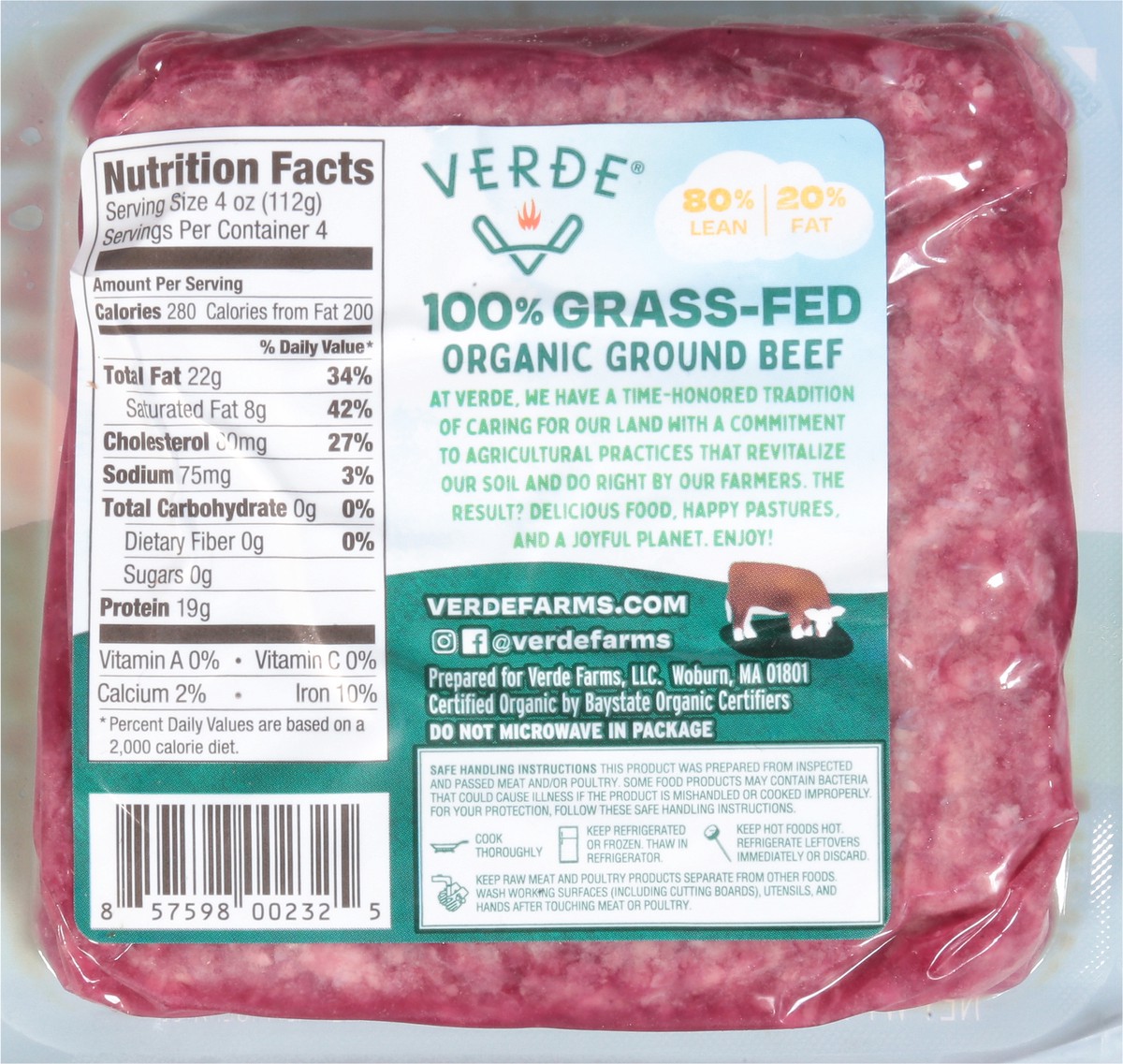 slide 11 of 13, Verde Organic Ground Beef 16 oz, 16 oz