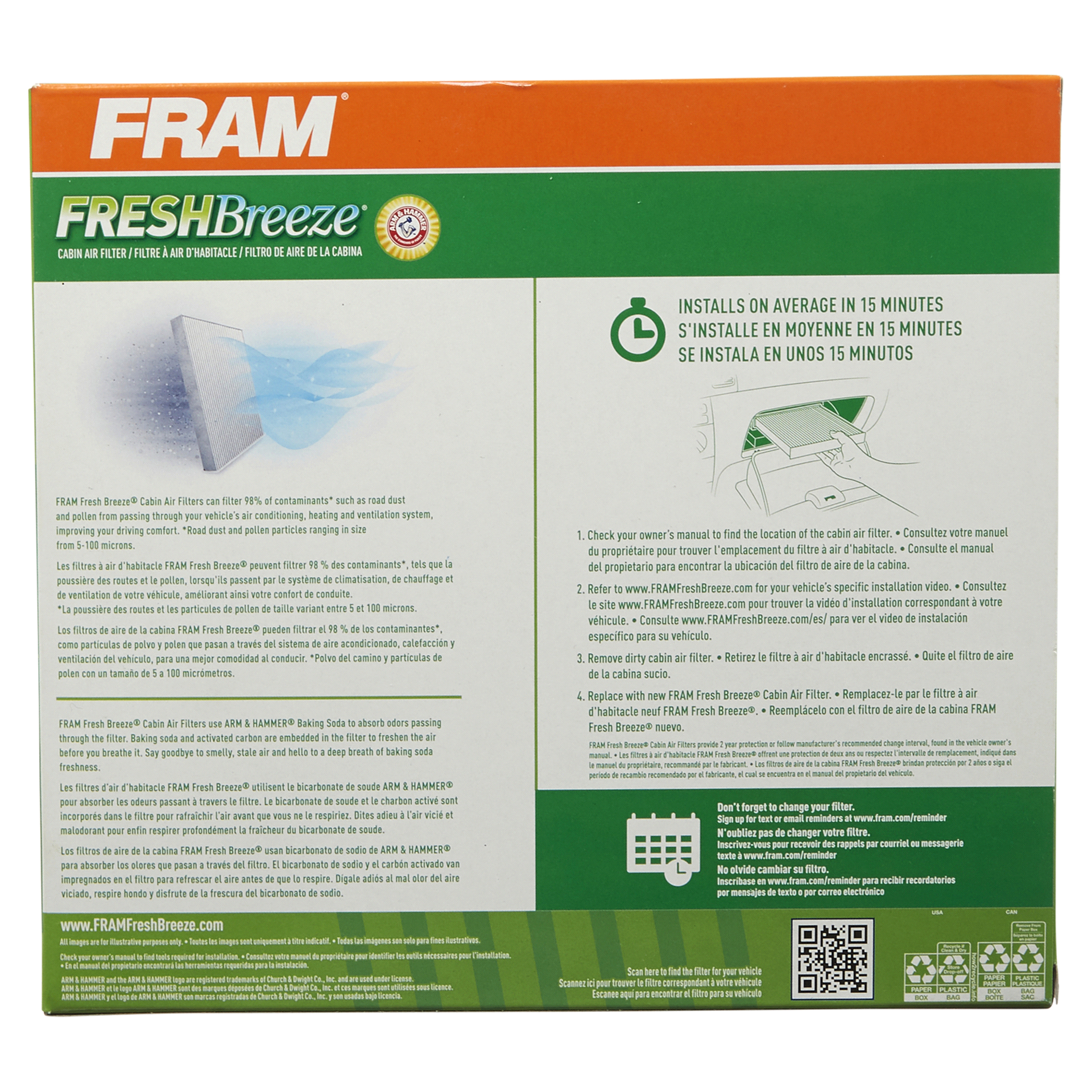 slide 9 of 29, Fram Fresh Breeze Cabin Air Filter CF11671, 1 ct