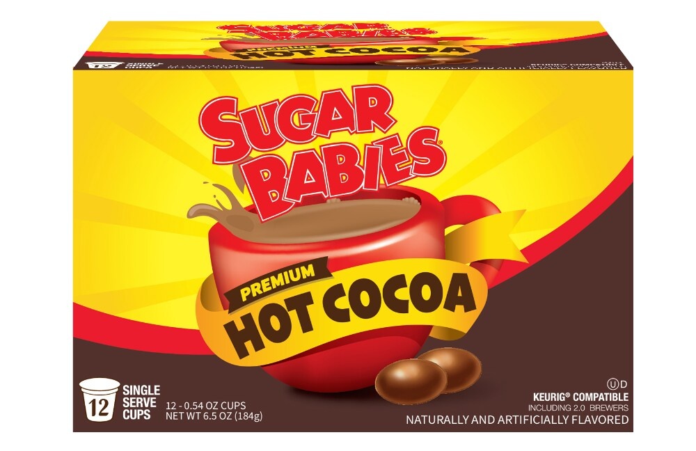 slide 1 of 1, Sugar Babies Hot Cocoa, Premium, Caramel Flavored, Single Serve Cups, 12 ct