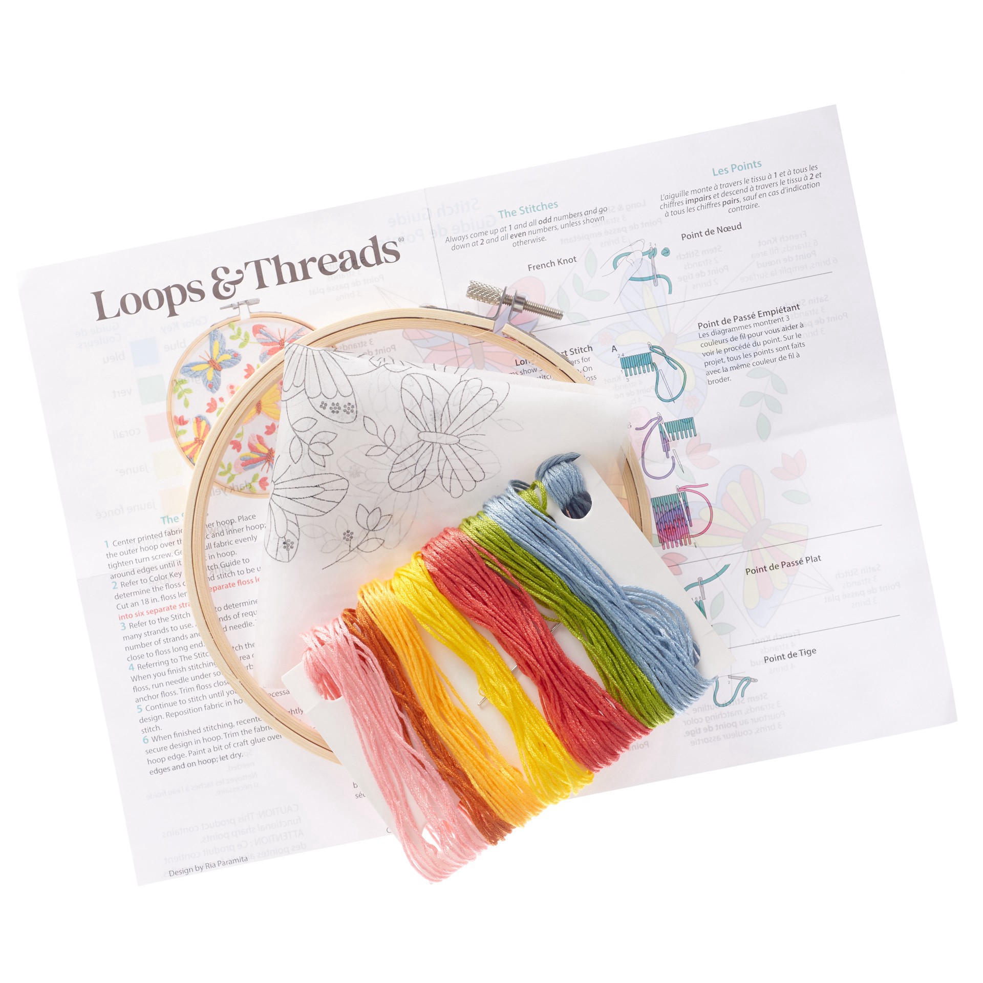 slide 4 of 5, 6" Butterflies Embroidery Kit By Loops & Threads, 6 in