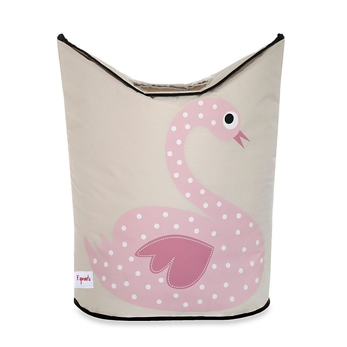 slide 1 of 1, 3 Sprouts Swan Laundry Hamper - Pink, 1 ct