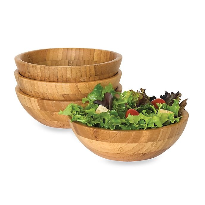 slide 1 of 1, Lipper International Bamboo Salad Bowls, 4 ct