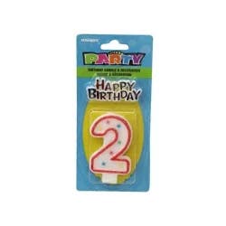 Unique Industries Numeral 2 Glitter Candle With Cake Decoration