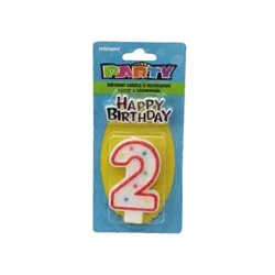 Unique Industries Numeral 2 Glitter Candle With Cake Decoration