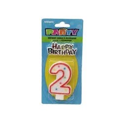 Unique Industries Numeral 2 Glitter Candle With Cake Decoration