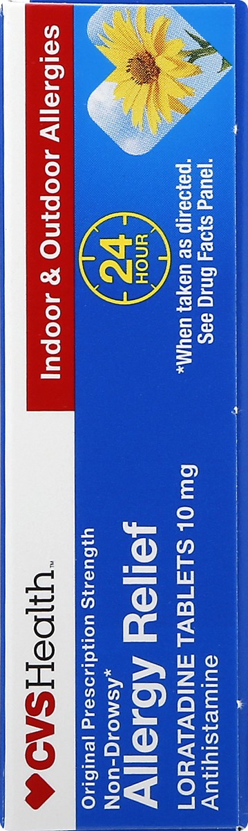 slide 6 of 10, CVS Health 24Hr Non Drowsy Allergy Relief Loratadine Tablets, 10 Ct, 10 ct