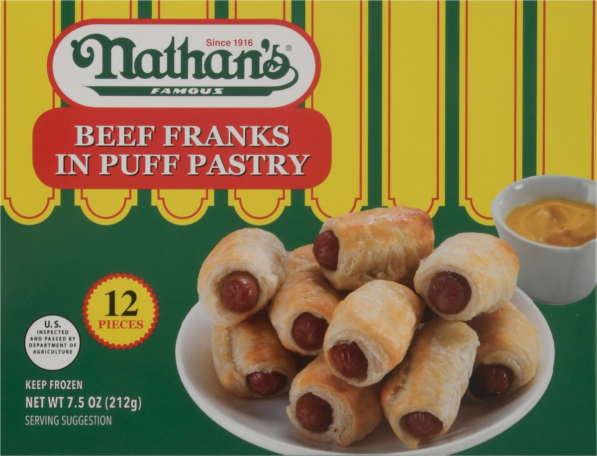 slide 11 of 14, Nathan's Famous Beef Franks In Puff Pastry - 12 Ct, 7.5 oz