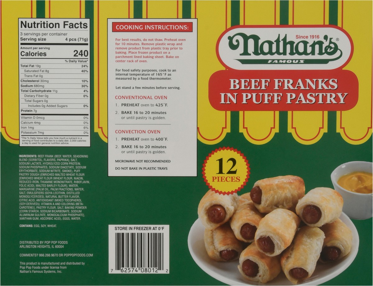 slide 12 of 14, Nathan's Famous Beef Franks In Puff Pastry - 12 Ct, 7.5 oz