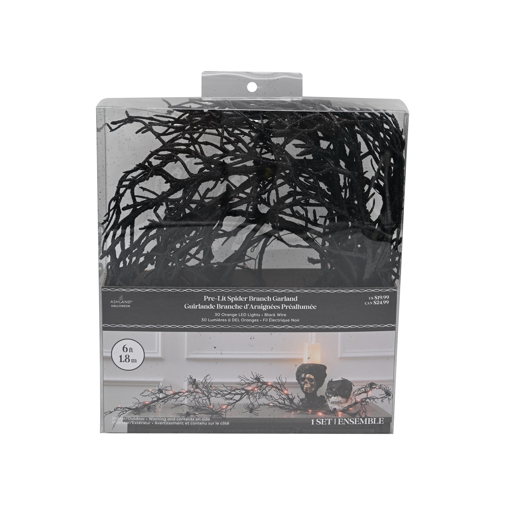 slide 4 of 4, 6ft. Orange Led Lighted Branch String Lights With Spiders By Ashland, 6 ft