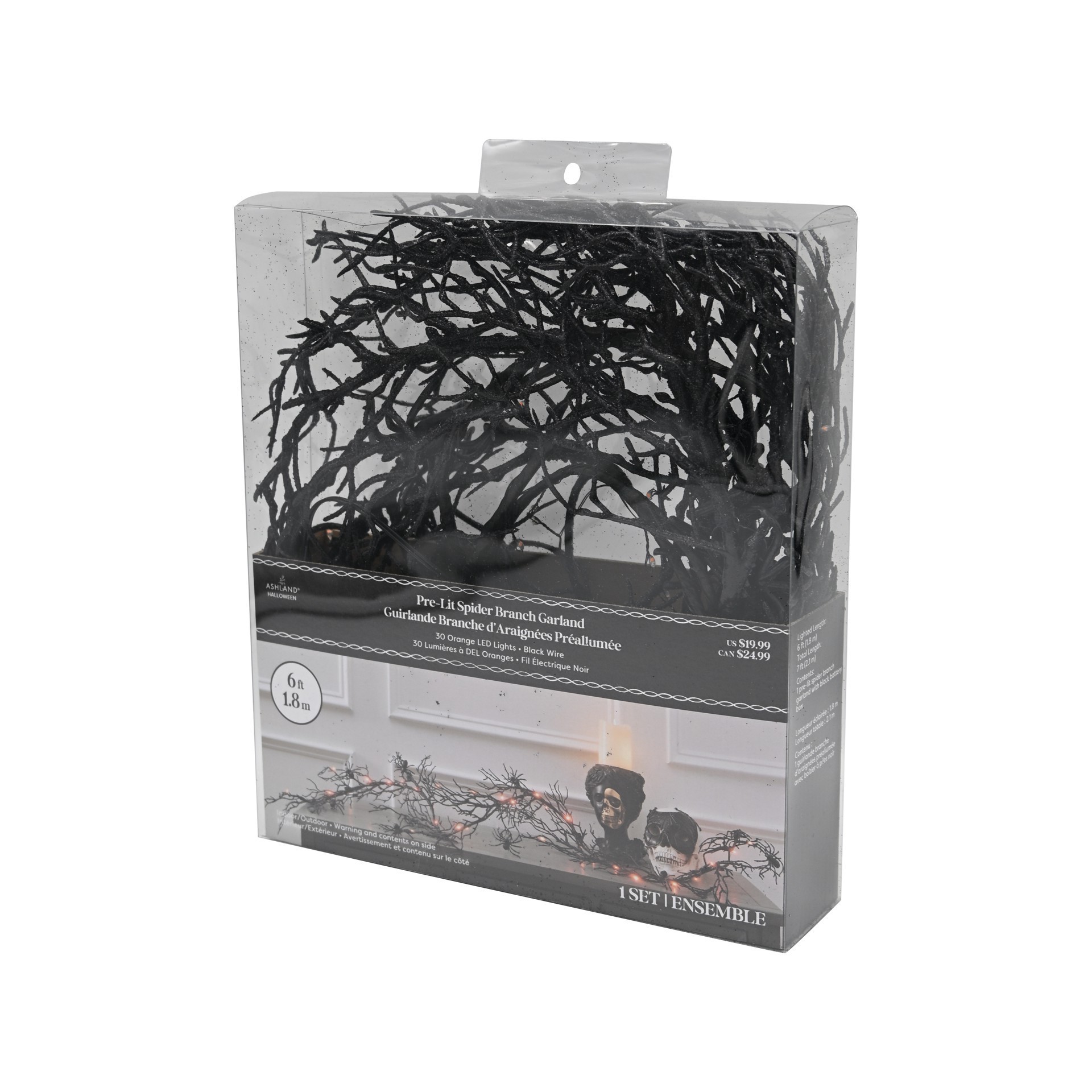 slide 2 of 4, 6ft. Orange Led Lighted Branch String Lights With Spiders By Ashland, 6 ft