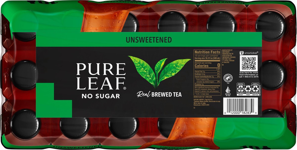 slide 7 of 7, Pure Leaf Real Brewed Tea Unsweetened 16.9 Fl Oz 18 Count, 304.20 oz