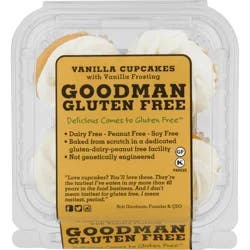 Vanilla Cupcakes With Vanilla Frosting, Gluten Free, 4 Pack