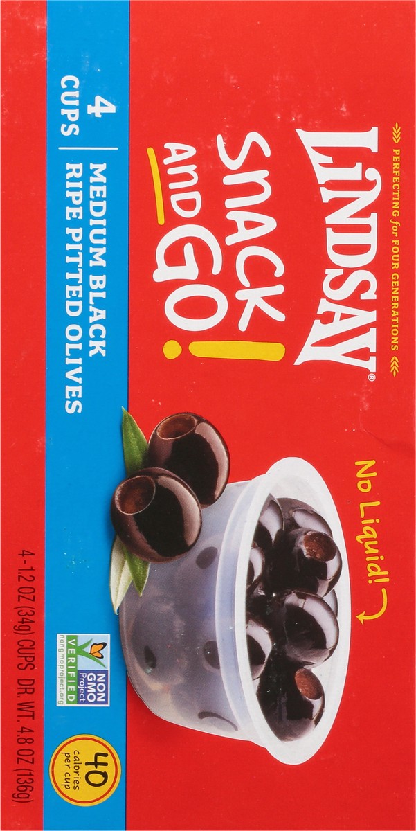 slide 6 of 10, Lindsay Black Riped Pitted Olives Medium 4 - 4 oz Cups, 