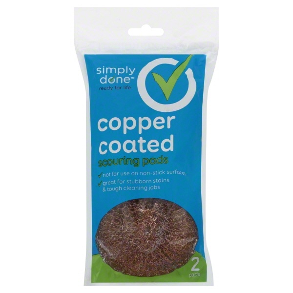 slide 1 of 1, Simply Done Copper Coated Scouring Pads, 2 ct