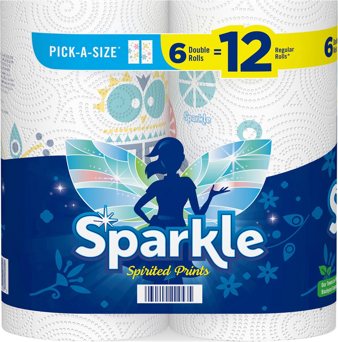slide 6 of 6, Sparkle Pick-A-Size Spirited Prints Paper Towels, 6 Double Rolls, 302.50 FTK