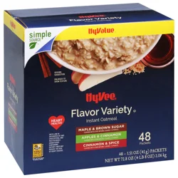 Hy-Vee Instant Oatmeal, Flavor Variety 48-1.51 Oz