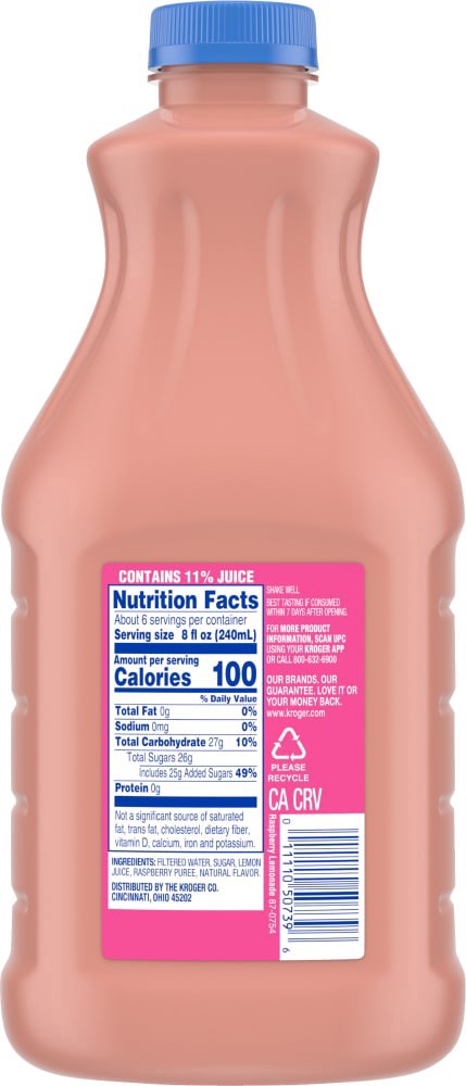 slide 4 of 4, Kroger Raspberry Lemonade Not From Concentrate - 52 fl oz, 52 fl oz