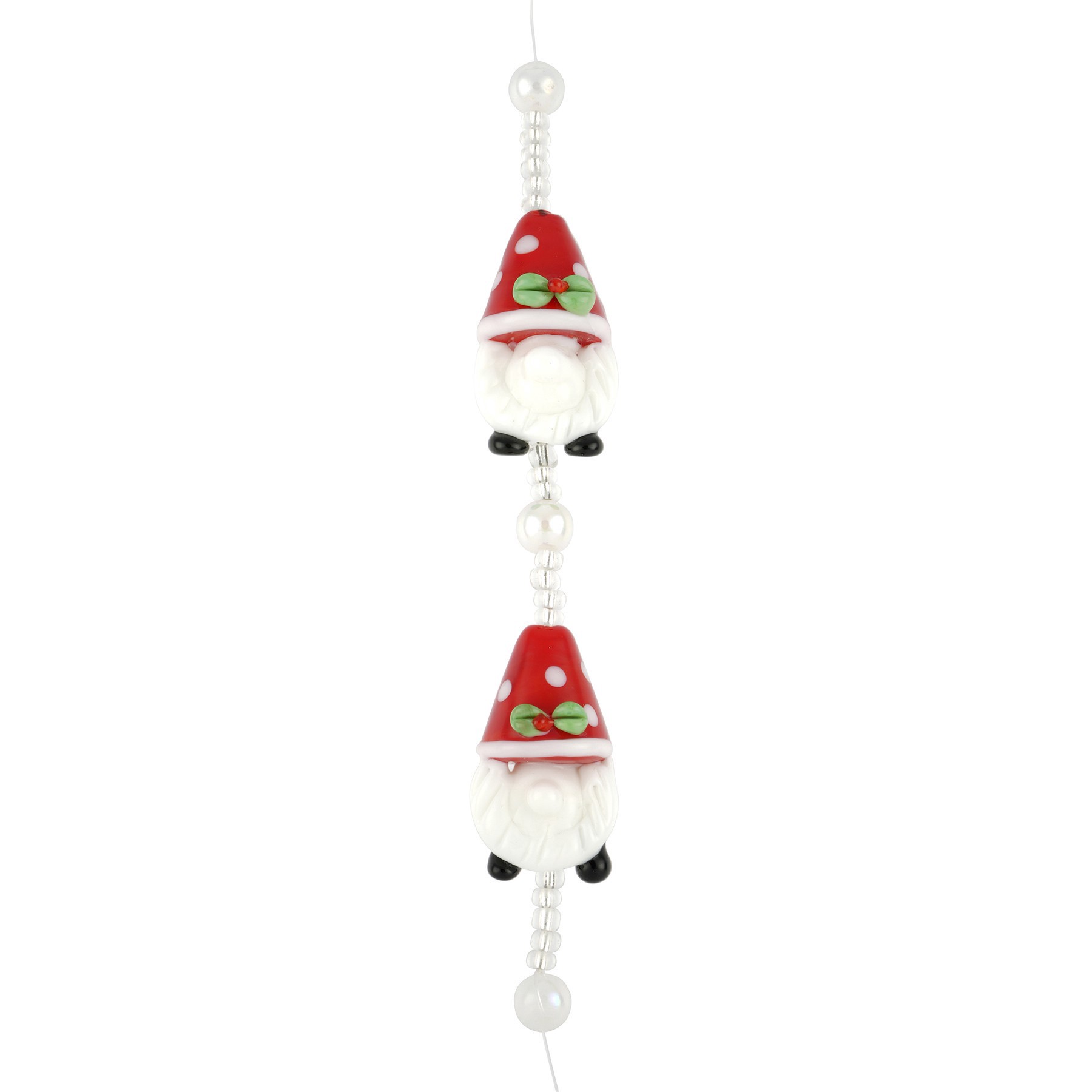 slide 2 of 3, Christmas Gnome Lampwork Glass Bead Mix By Bead Landing, 31mm x 16.5mm to 34mm x 19.5mm christmas gnome