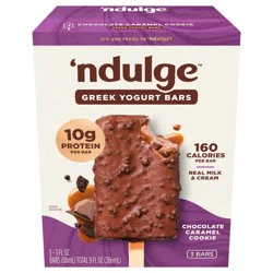 'ndulge 10g Protein Chocolate Caramel Cookie Greek Yogurt Bars - 3 - 3 fl oz Bars