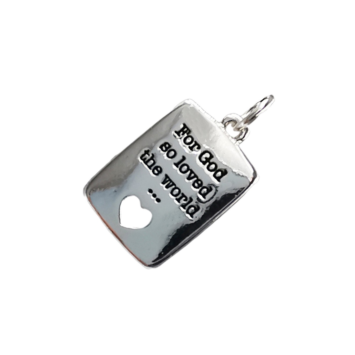 slide 6 of 6, Charmalong Silver Plated For God So Loved The World Charm By Bead Landing, 0.98 in x 0.55 in x 0.24 in