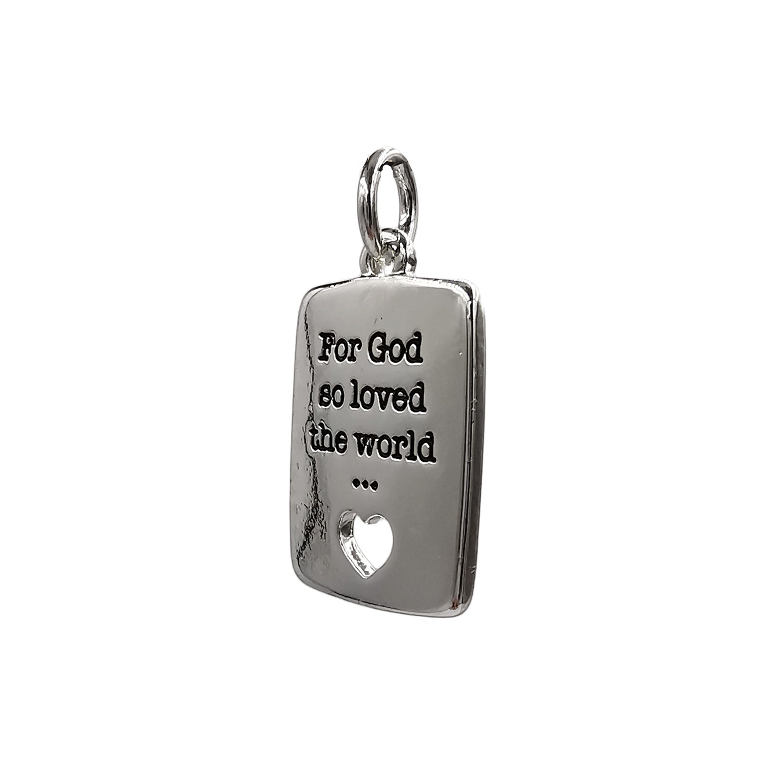 slide 3 of 6, Charmalong Silver Plated For God So Loved The World Charm By Bead Landing, 0.98 in x 0.55 in x 0.24 in