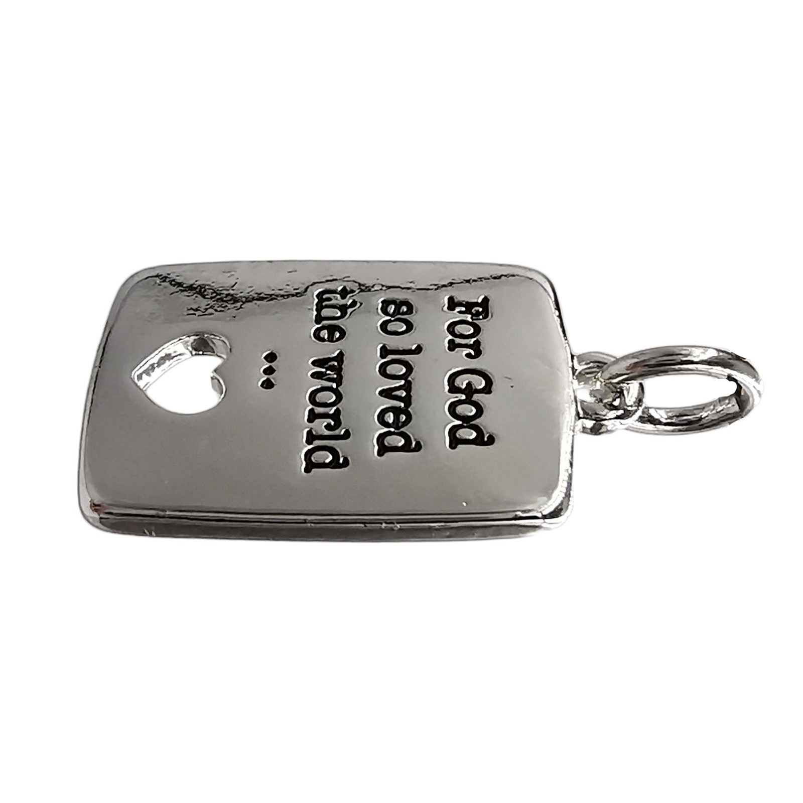 slide 4 of 6, Charmalong Silver Plated For God So Loved The World Charm By Bead Landing, 0.98 in x 0.55 in x 0.24 in