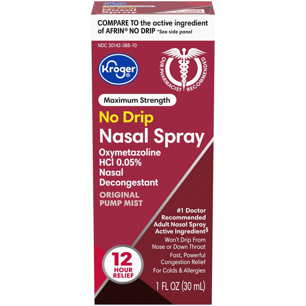 slide 1 of 6, Kroger Maximum Strength No Drip Nasal Spray, 1 fl oz