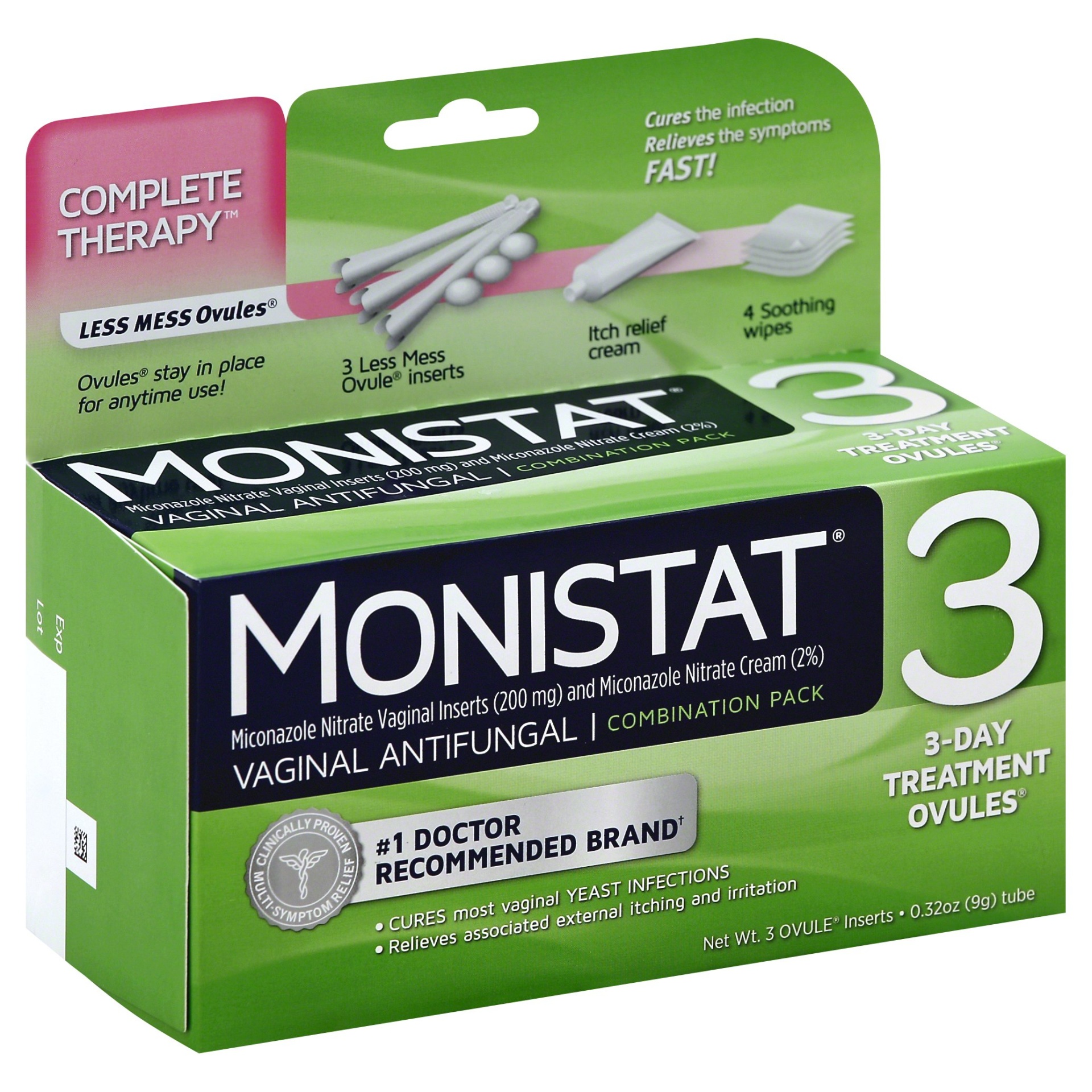 slide 1 of 1, Monistat Vaginal Antifungal 3-Day Treatment Ovule Complete Therapy Combination Pack, 3 ct