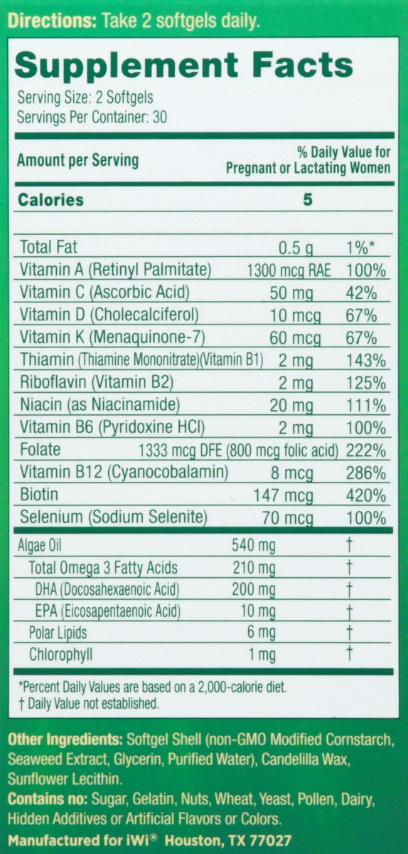 slide 12 of 13, iWi Vegan Softgels Prenatal Multivitamin + DHA 60 ea, 60 ct