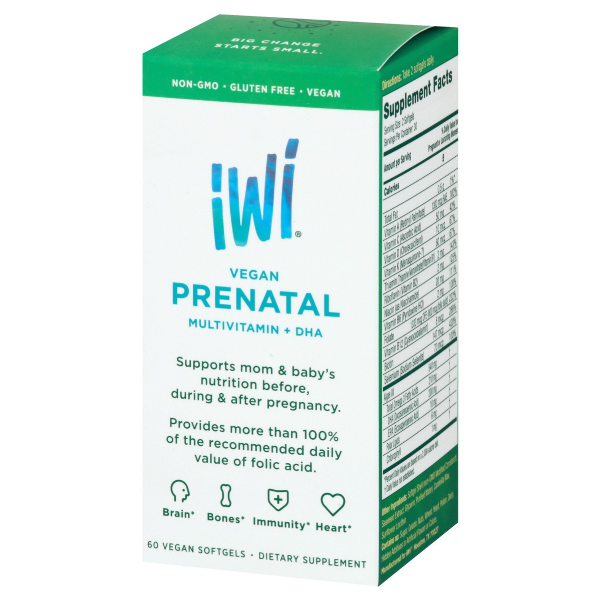 slide 8 of 13, iWi Vegan Softgels Prenatal Multivitamin + DHA 60 ea, 60 ct