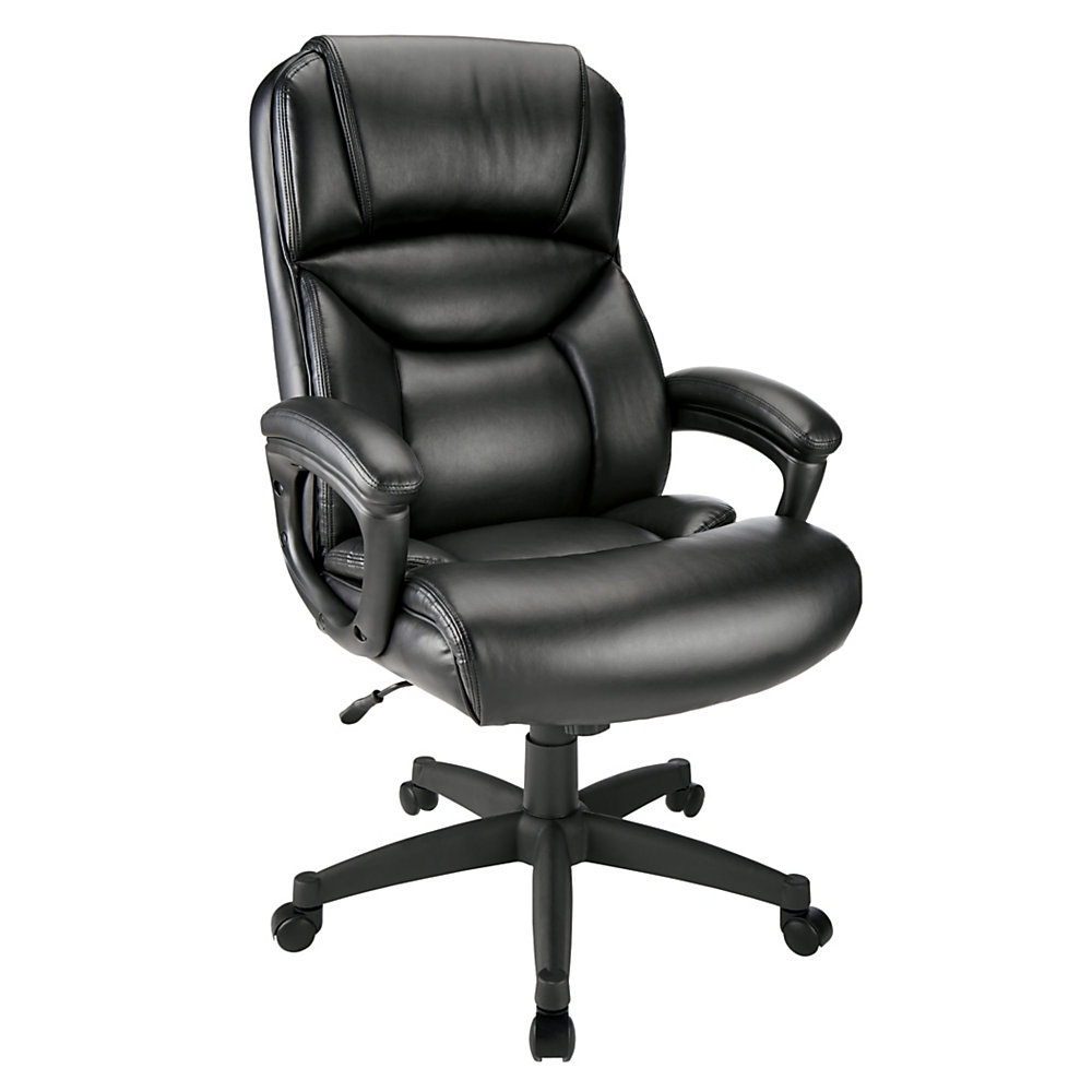 slide 1 of 1, Realspace Fennington Bonded Leather Executive High-Back Chair, Black, 1 ct