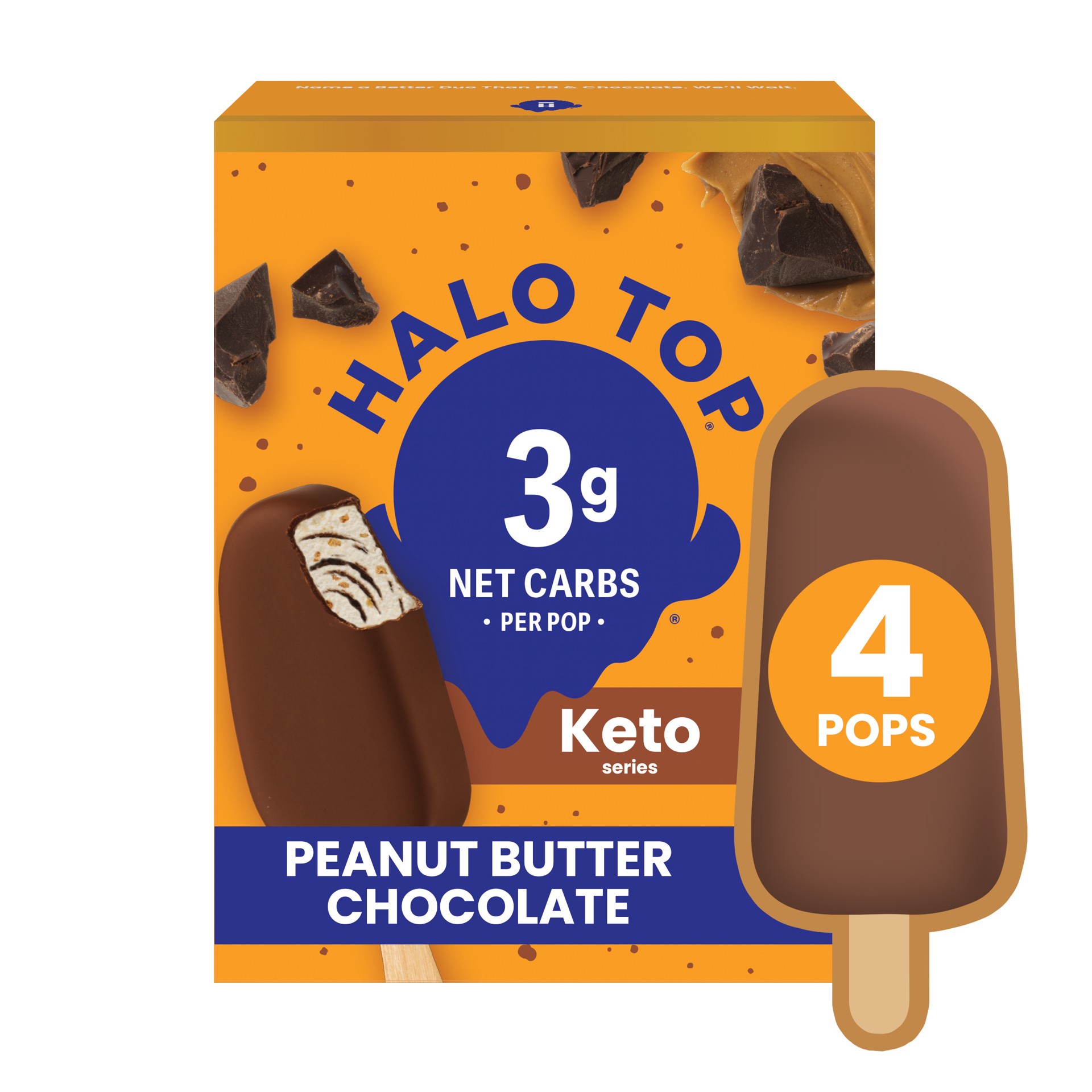 slide 1 of 5, Halo Top Keto Peanut Butter Chocolate Frozen Dessert Pops, 4 Pack, 10.60 fl oz