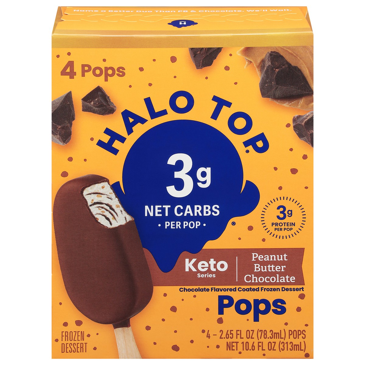 slide 1 of 5, Halo Top Keto Peanut Butter Chocolate Frozen Dessert Pops, 4 Pack, 4 ct