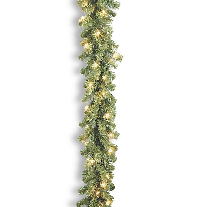 slide 1 of 1, National Tree Company Kincaid Spruce Pre-Lit Garland with Clear Lights, 9 ft