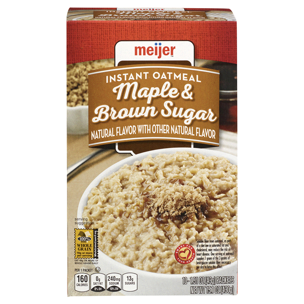 slide 1 of 2, Meijer Instant Oatmeal Maple Brown Sugar, 15.1 oz